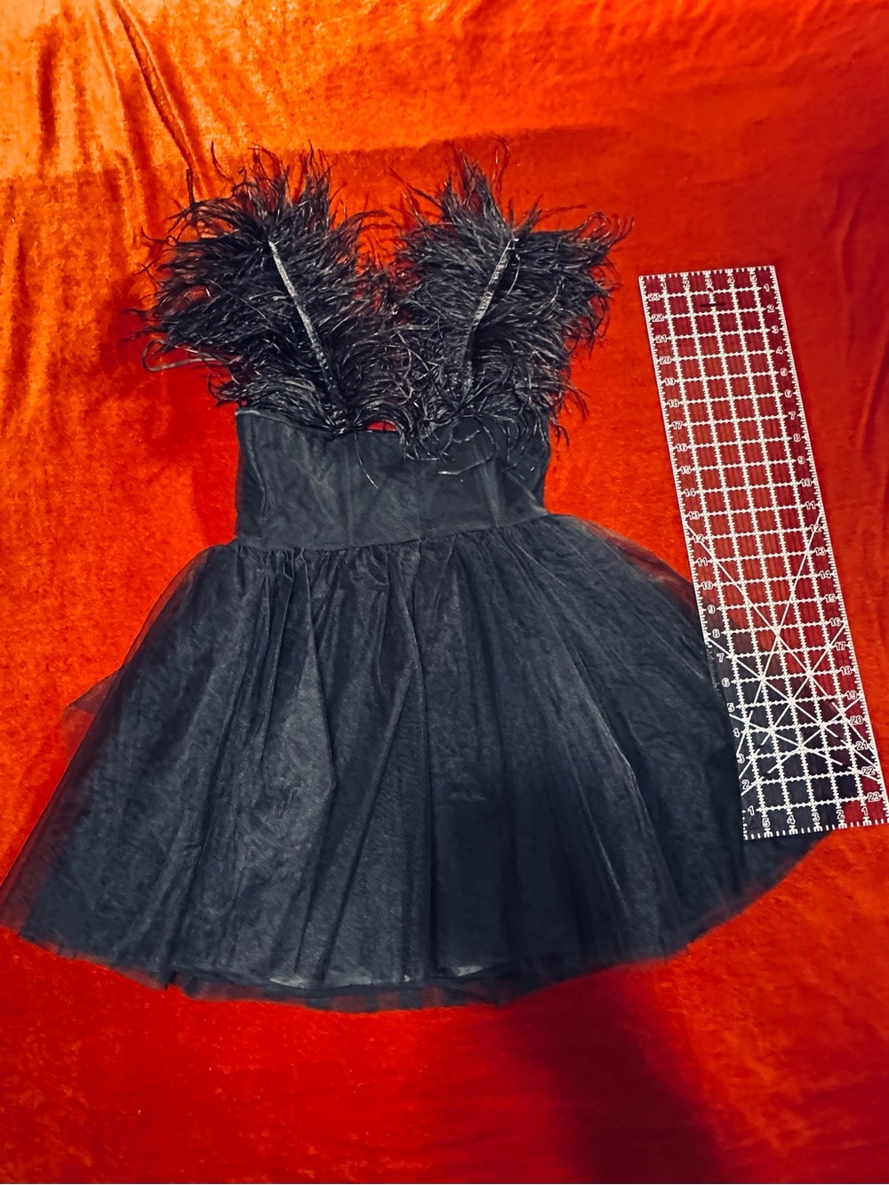 NWT Fashion Nova So In Love Tulle Mini Dress Black Size S Feather Corset Party